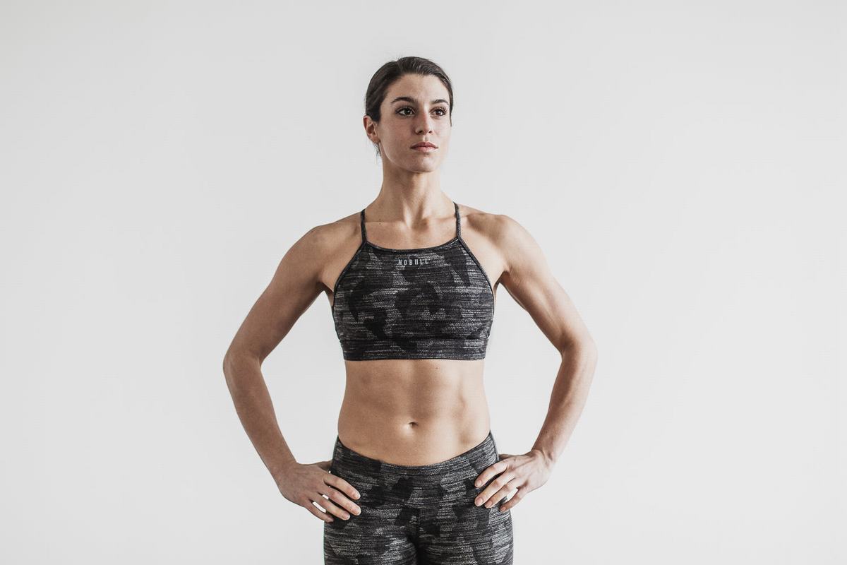 Nobull High-Neck Melange Women's Sports Bras Dark Camo | Australia (EF6851)